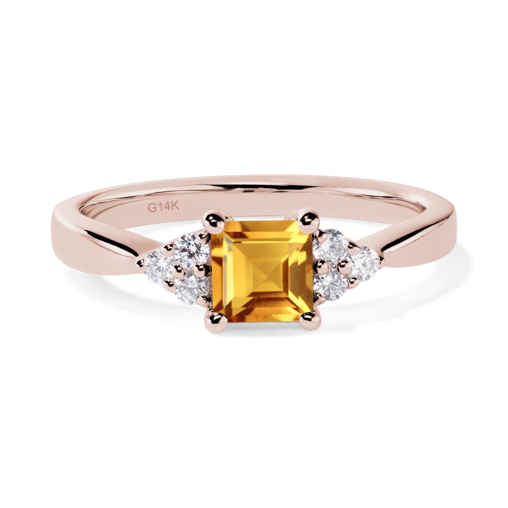 Square Cut Citrine Petite Ring - LUO Jewelry #metal_14k rose gold