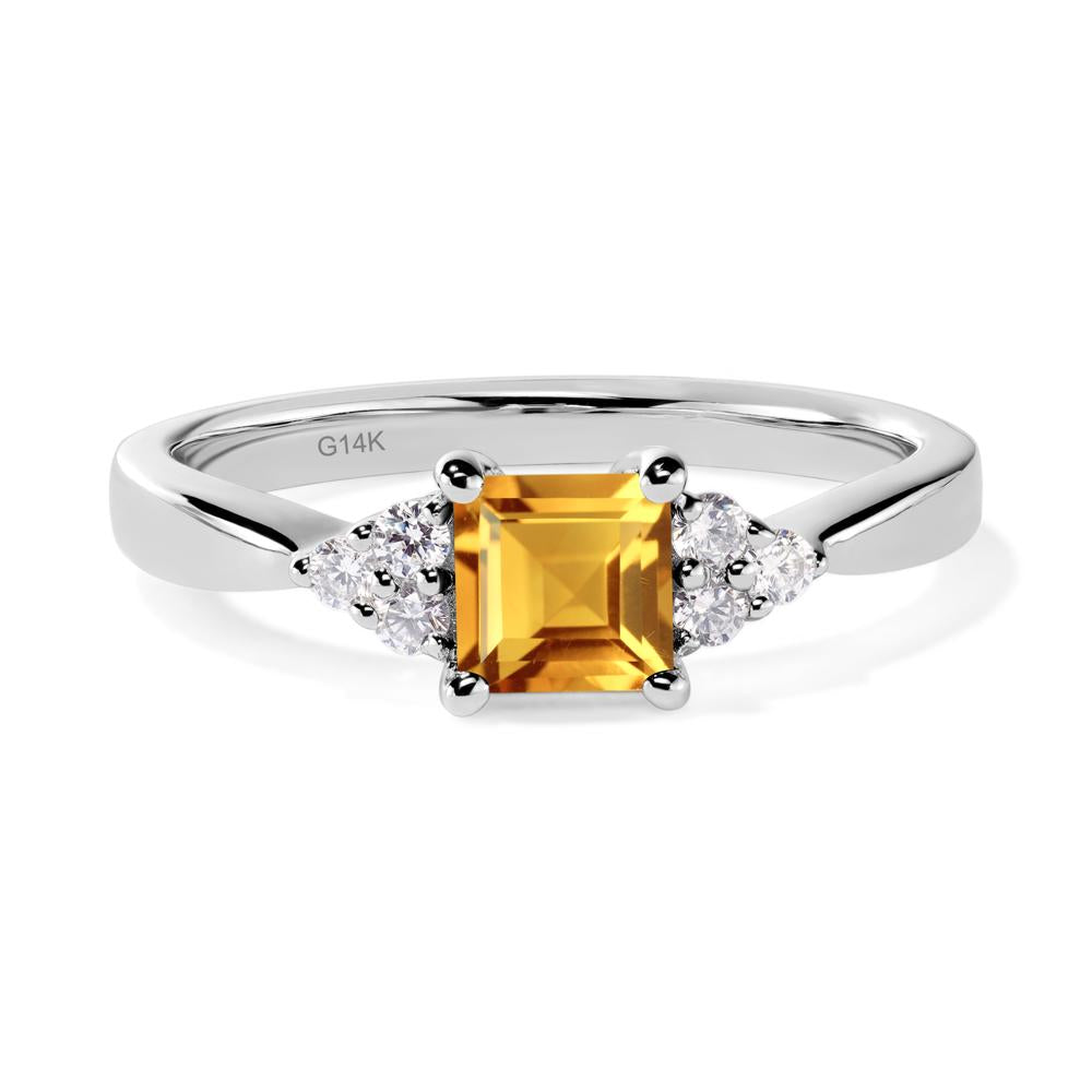 Square Cut Citrine Petite Ring - LUO Jewelry #metal_14k white gold