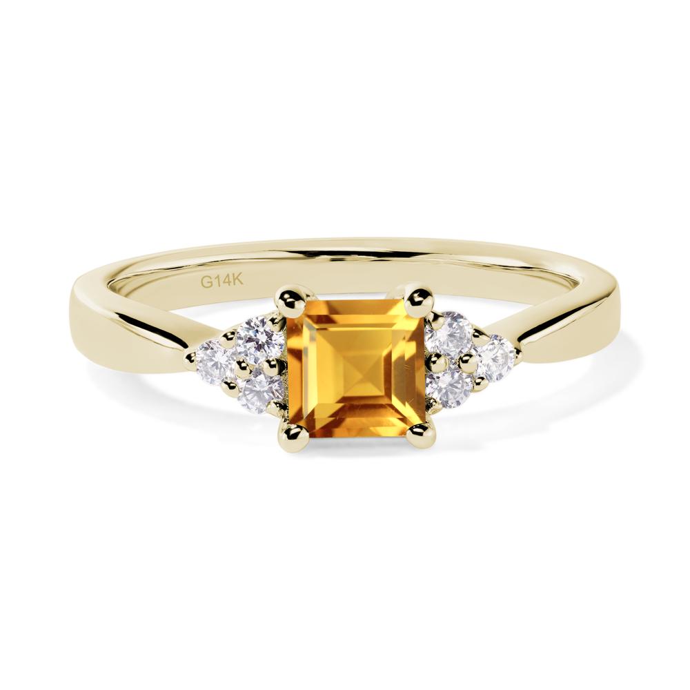 Square Cut Citrine Petite Ring - LUO Jewelry #metal_14k yellow gold