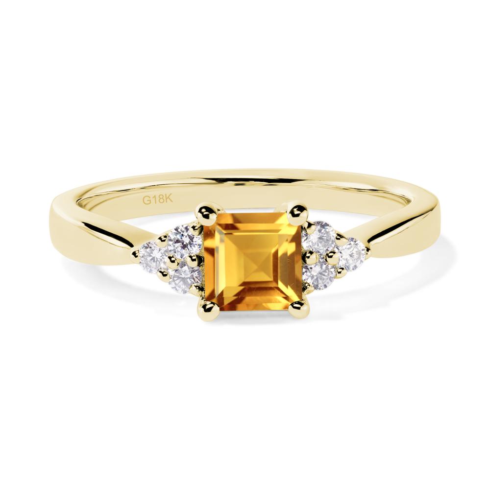 Square Cut Citrine Petite Ring - LUO Jewelry #metal_18k yellow gold