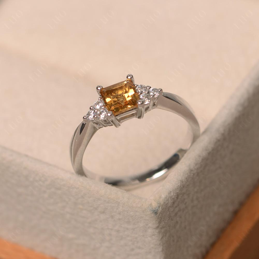 Square Cut Citrine Petite Ring - LUO Jewelry 