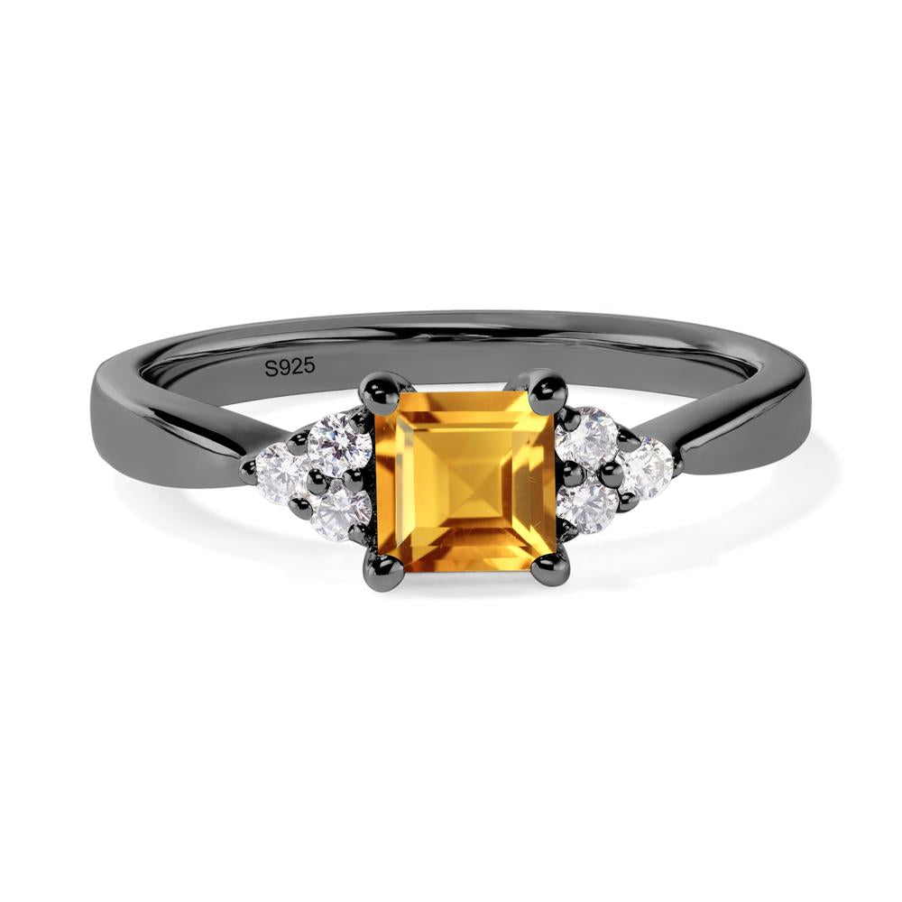 Square Cut Citrine Petite Ring - LUO Jewelry #metal_black finish sterling silver