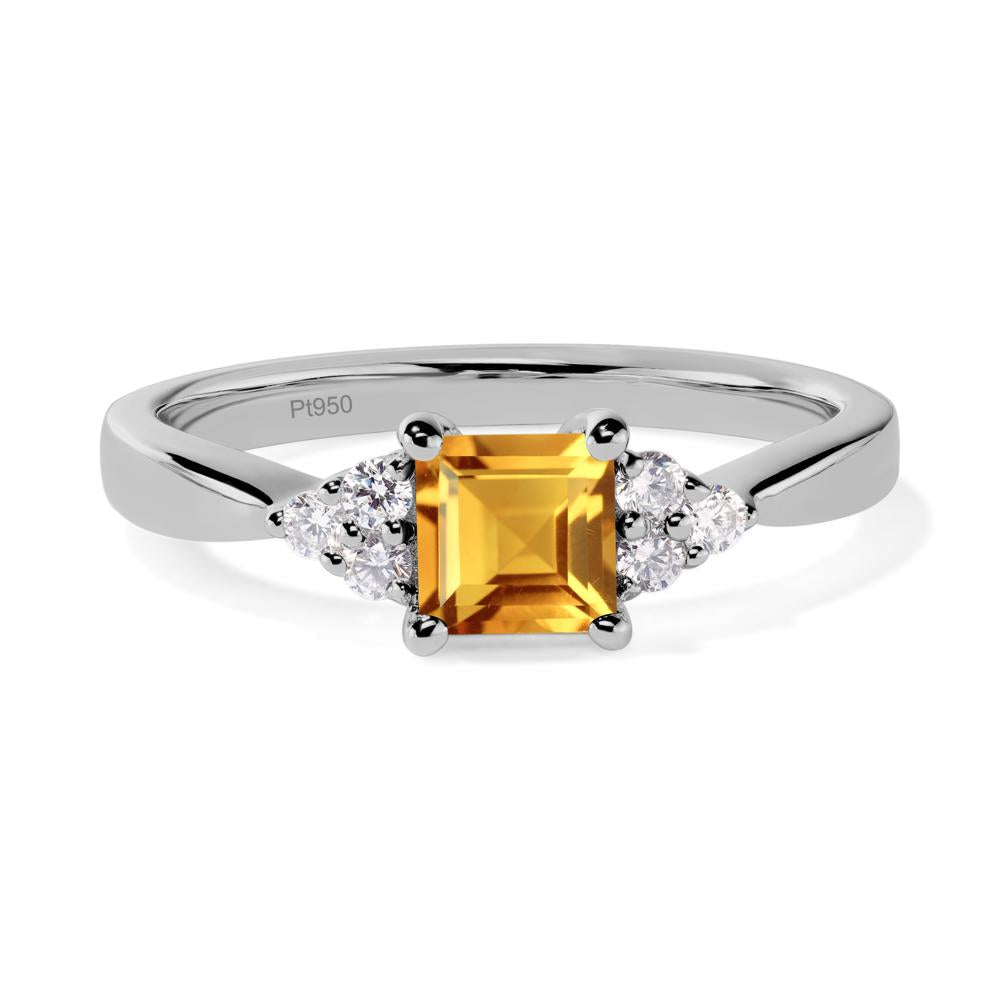 Square Cut Citrine Petite Ring - LUO Jewelry #metal_platinum