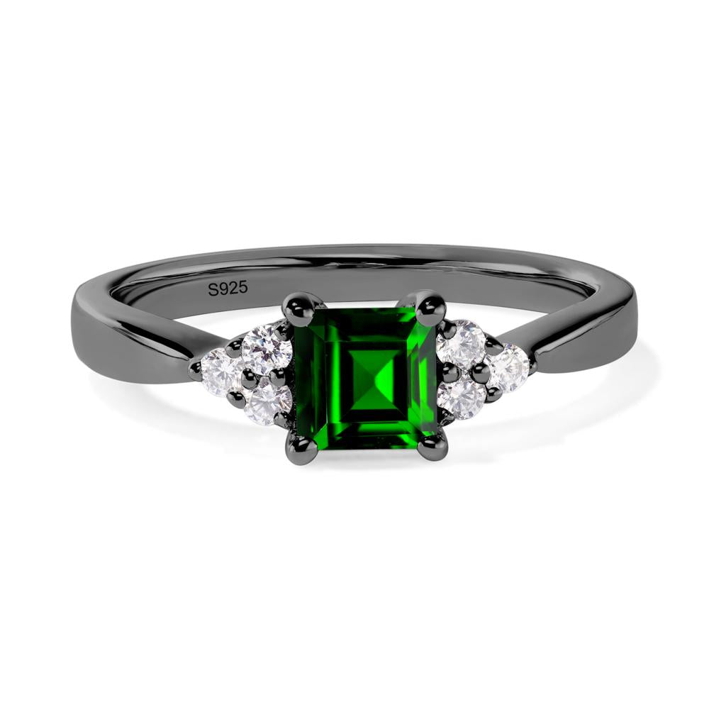 Square Cut Diopside Petite Ring - LUO Jewelry #metal_black finish sterling silver