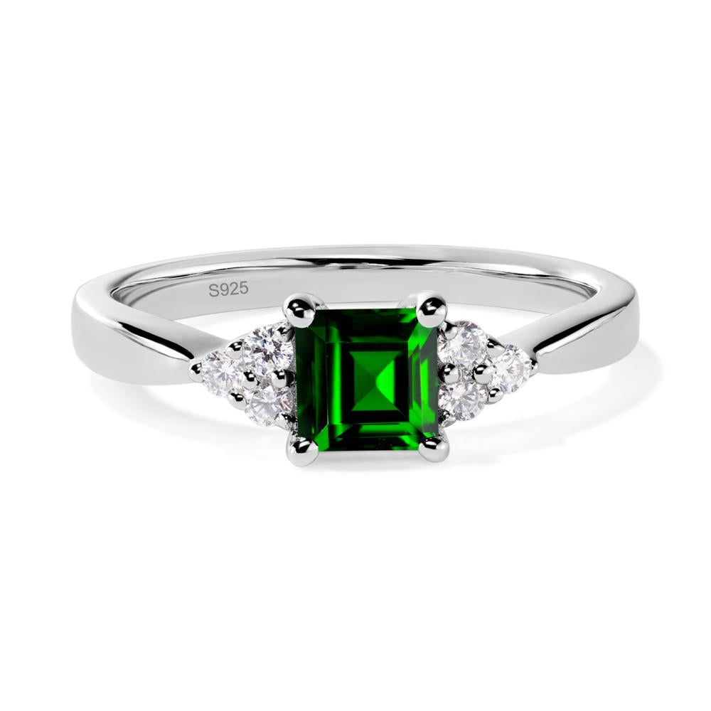 Square Cut Diopside Petite Ring - LUO Jewelry #metal_sterling silver