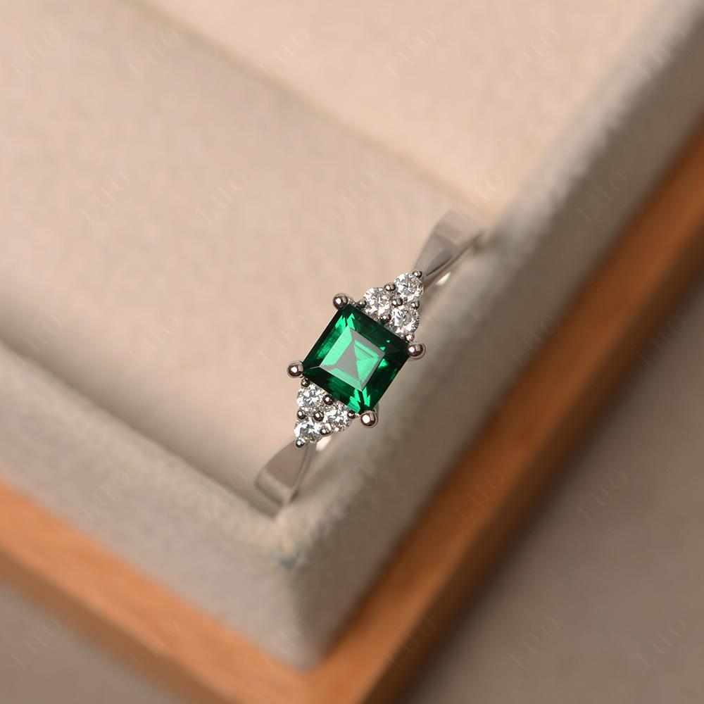 Square Cut Emerald Petite Ring - LUO Jewelry 