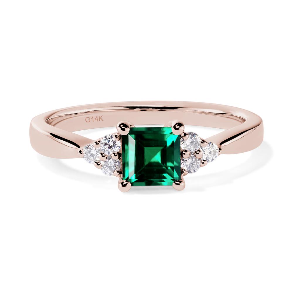 Square Cut Emerald Petite Ring - LUO Jewelry #metal_14k rose gold