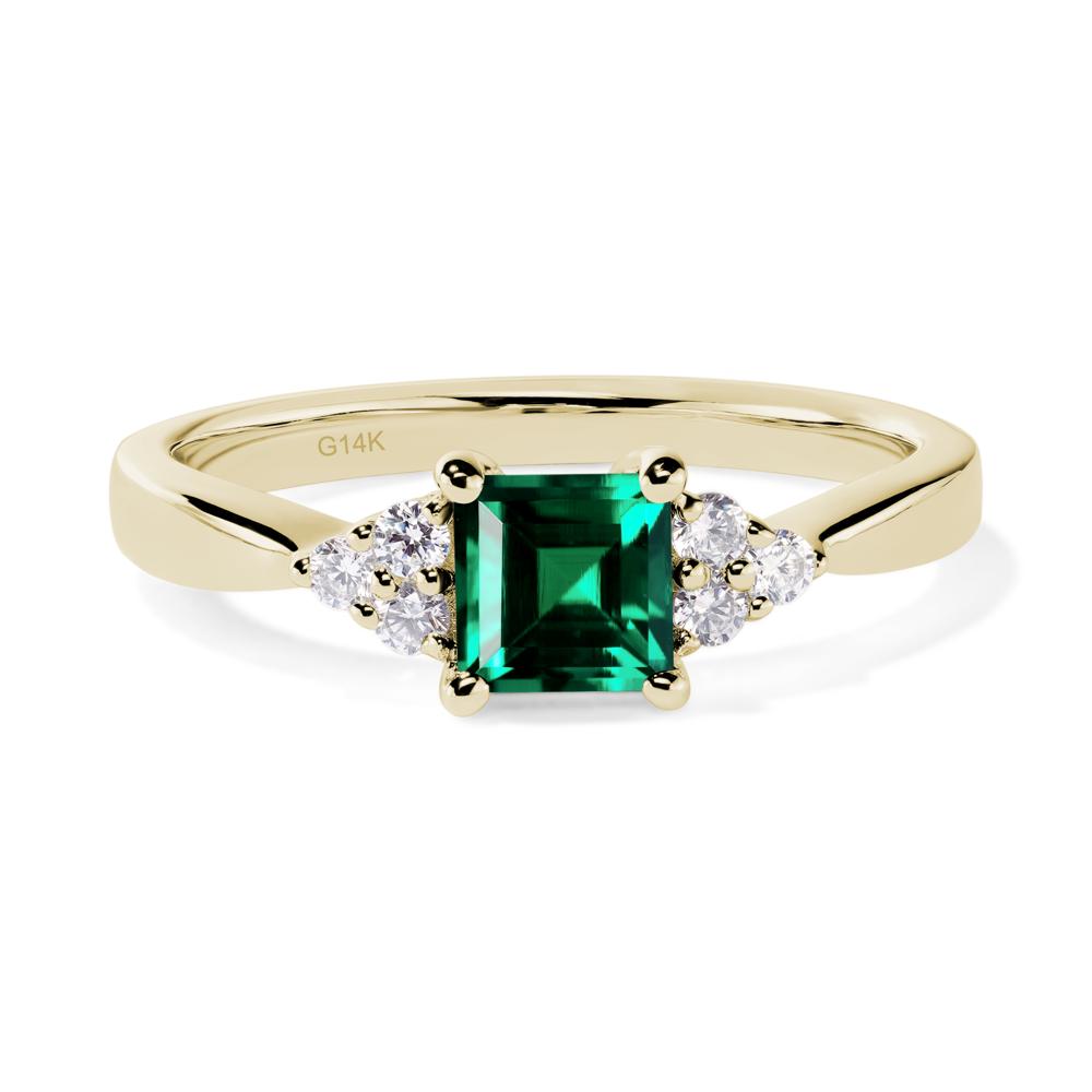 Square Cut Emerald Petite Ring - LUO Jewelry #metal_14k yellow gold