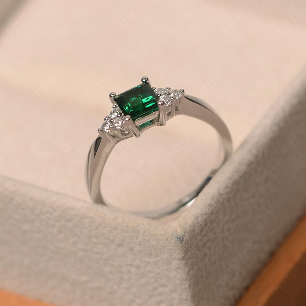 Square Cut Emerald Petite Ring - LUO Jewelry 