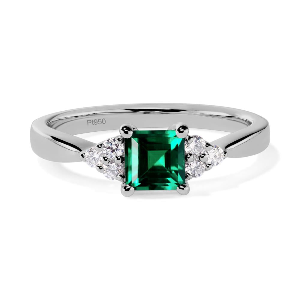 Square Cut Emerald Petite Ring - LUO Jewelry #metal_platinum