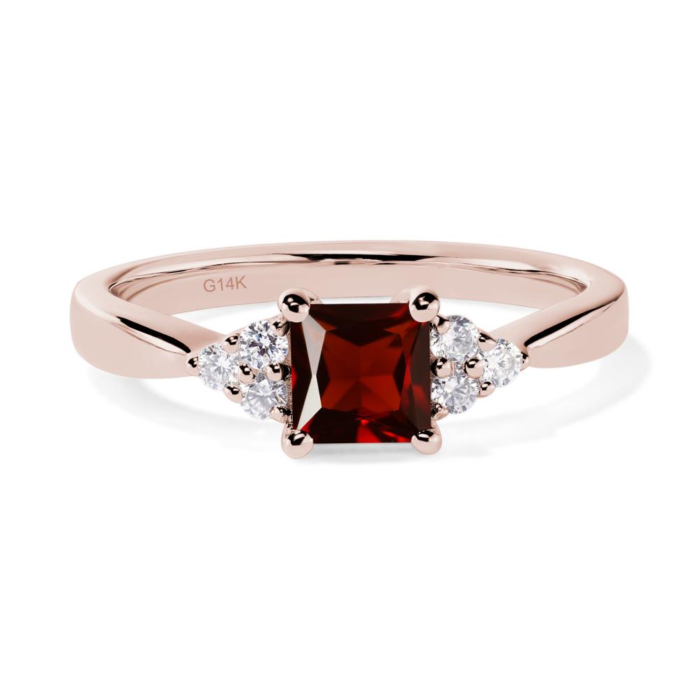 Princess Cut Garnet Petite Ring - LUO Jewelry #metal_14k rose gold