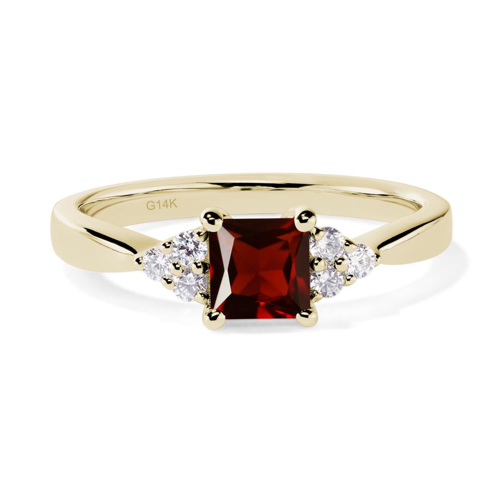 Princess Cut Garnet Petite Ring - LUO Jewelry #metal_14k yellow gold