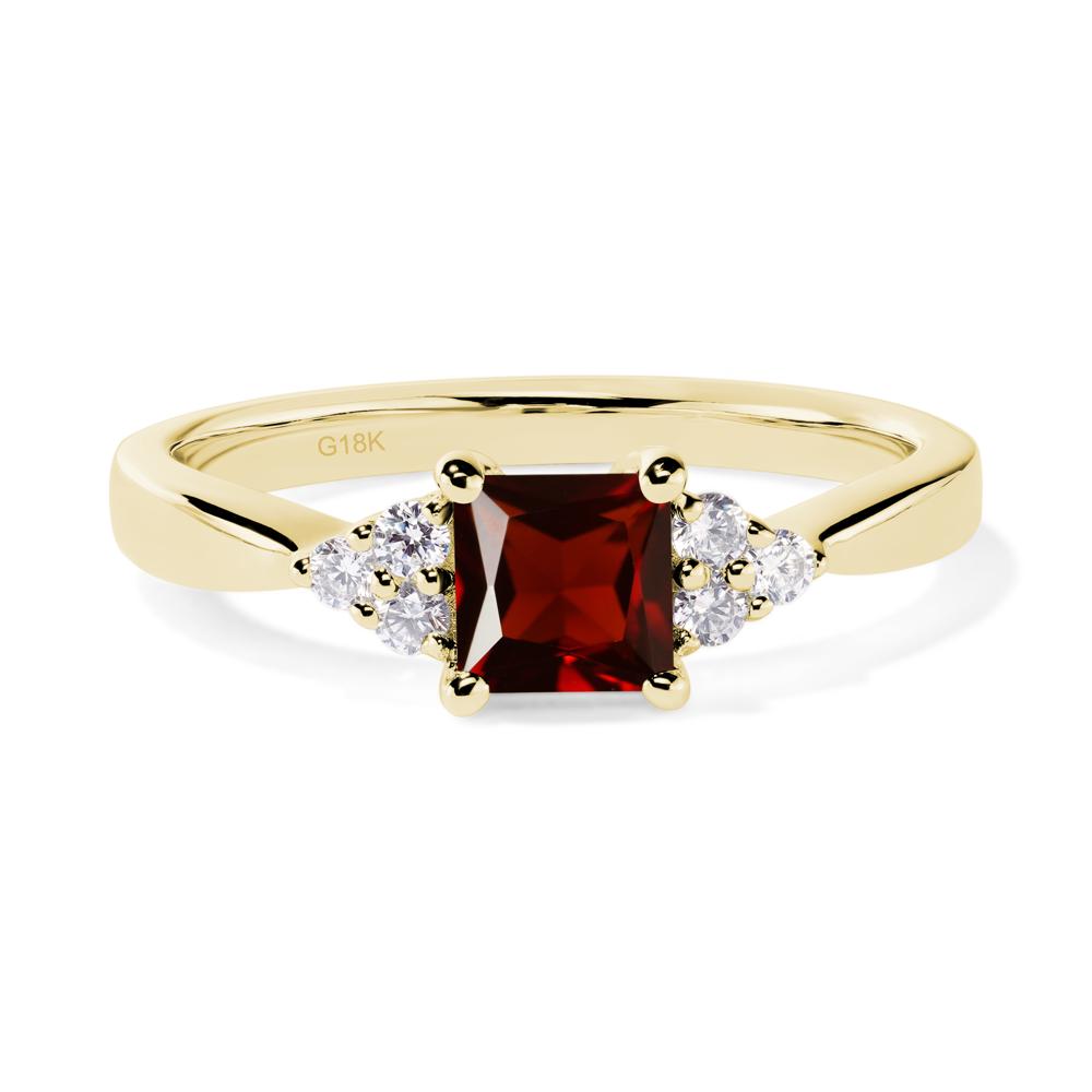 Princess Cut Garnet Petite Ring - LUO Jewelry #metal_18k yellow gold