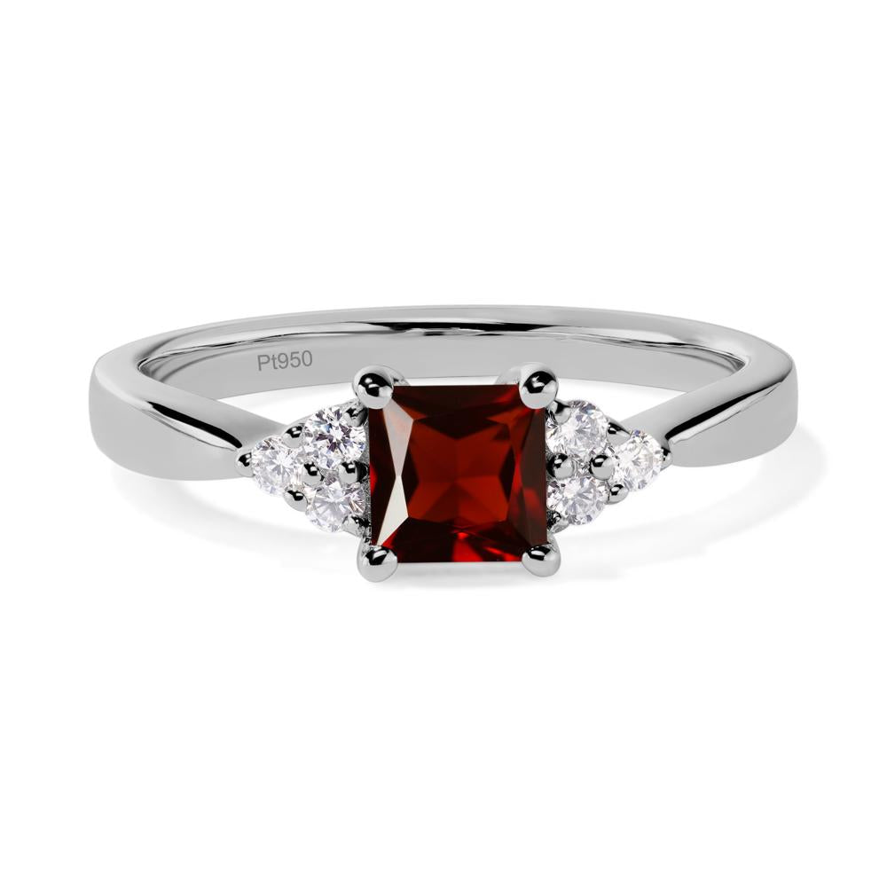 Princess Cut Garnet Petite Ring - LUO Jewelry #metal_platinum