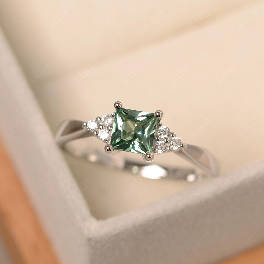 Princess Cut Green Sapphire Petite Ring - LUO Jewelry 