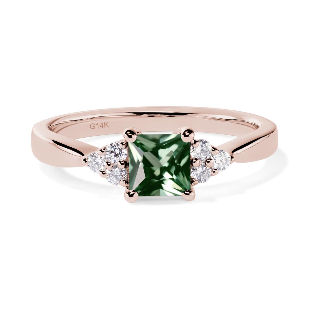 Princess Cut Green Sapphire Petite Ring - LUO Jewelry #metal_14k rose gold