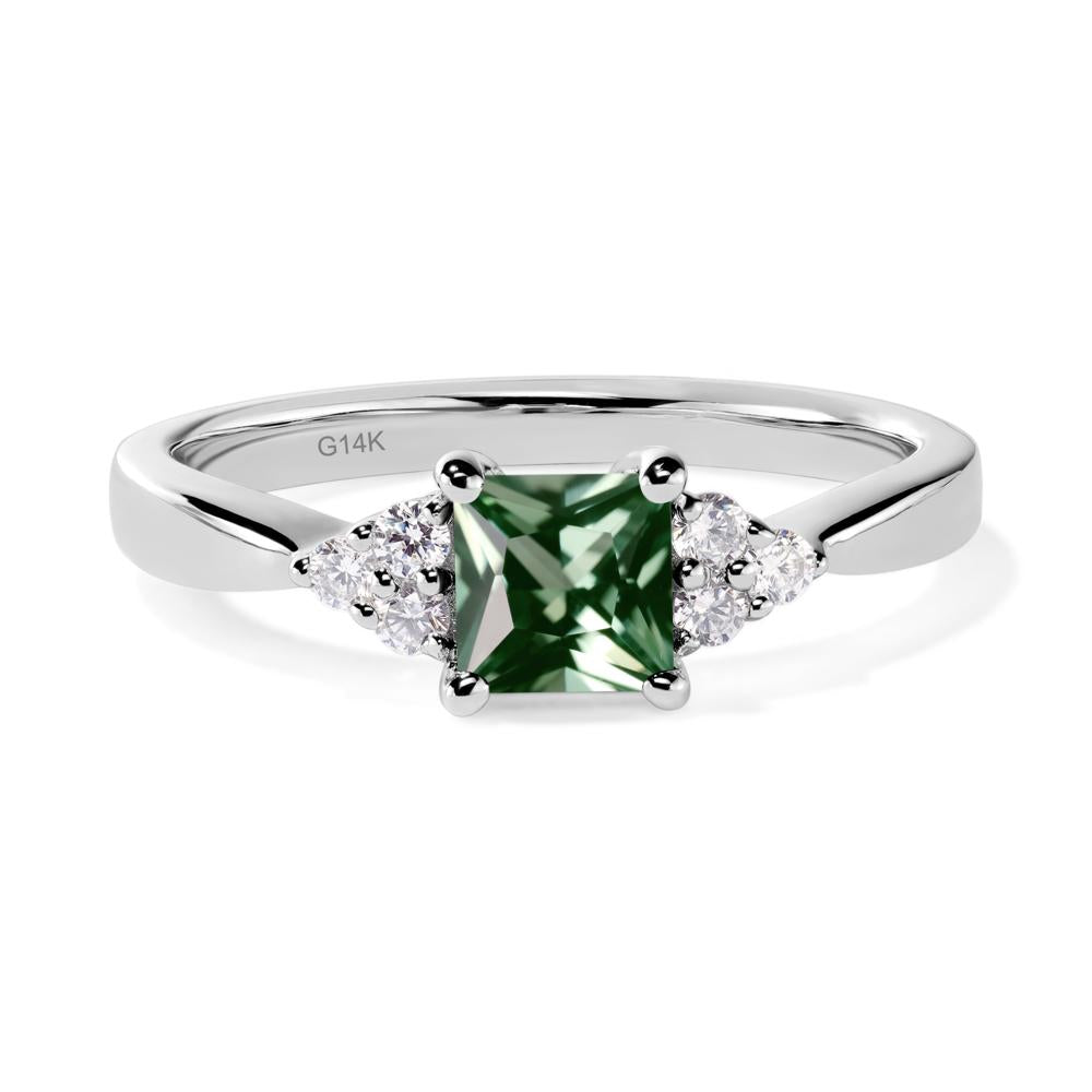 Princess Cut Green Sapphire Petite Ring - LUO Jewelry #metal_14k white gold