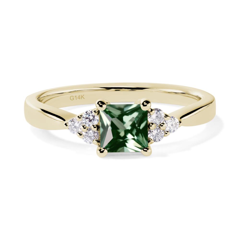 Princess Cut Green Sapphire Petite Ring - LUO Jewelry #metal_14k yellow gold