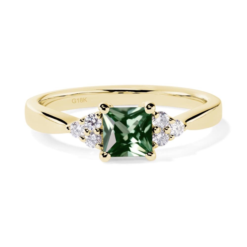 Princess Cut Green Sapphire Petite Ring - LUO Jewelry #metal_18k yellow gold