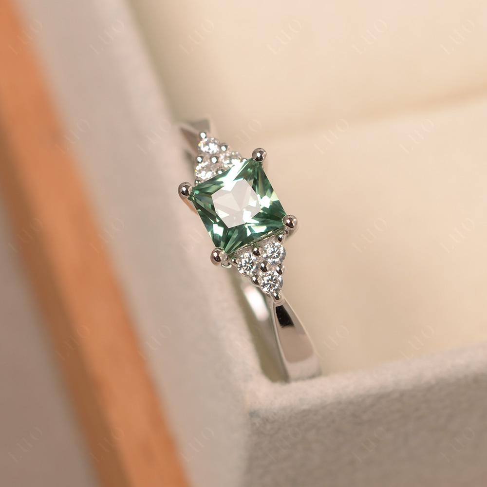 Princess Cut Green Sapphire Petite Ring - LUO Jewelry 