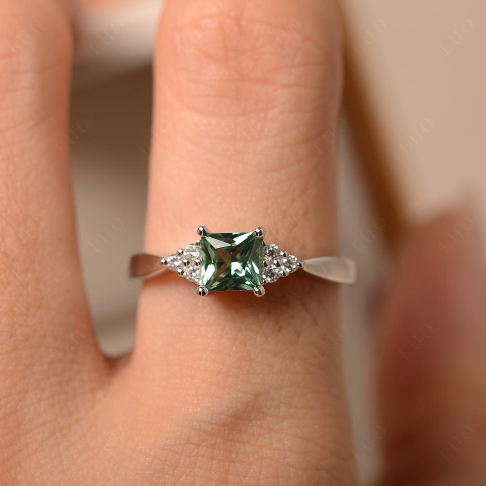 Princess Cut Green Sapphire Petite Ring - LUO Jewelry 