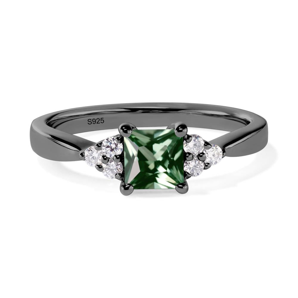 Princess Cut Green Sapphire Petite Ring - LUO Jewelry #metal_black finish sterling silver