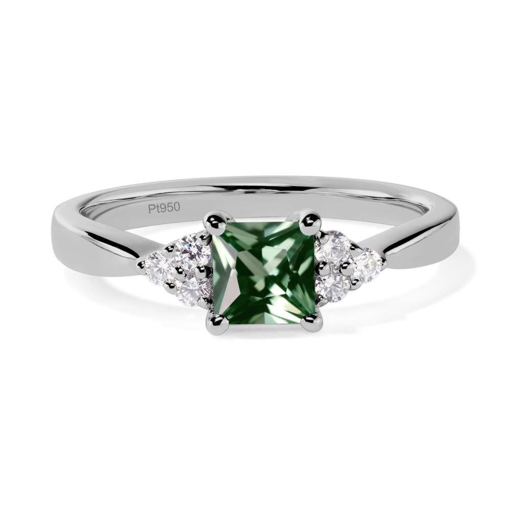 Princess Cut Green Sapphire Petite Ring - LUO Jewelry #metal_platinum