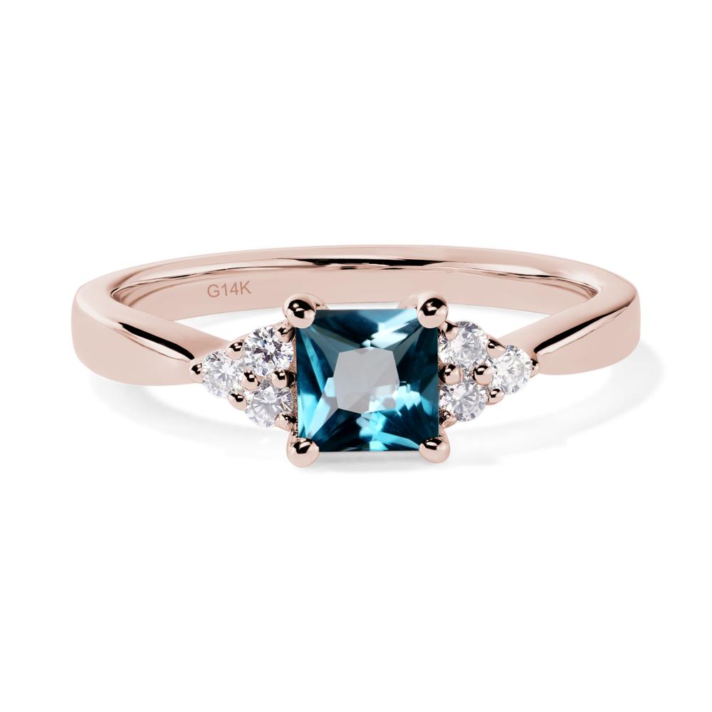 Princess Cut London Blue Topaz Petite Ring - LUO Jewelry #metal_14k rose gold