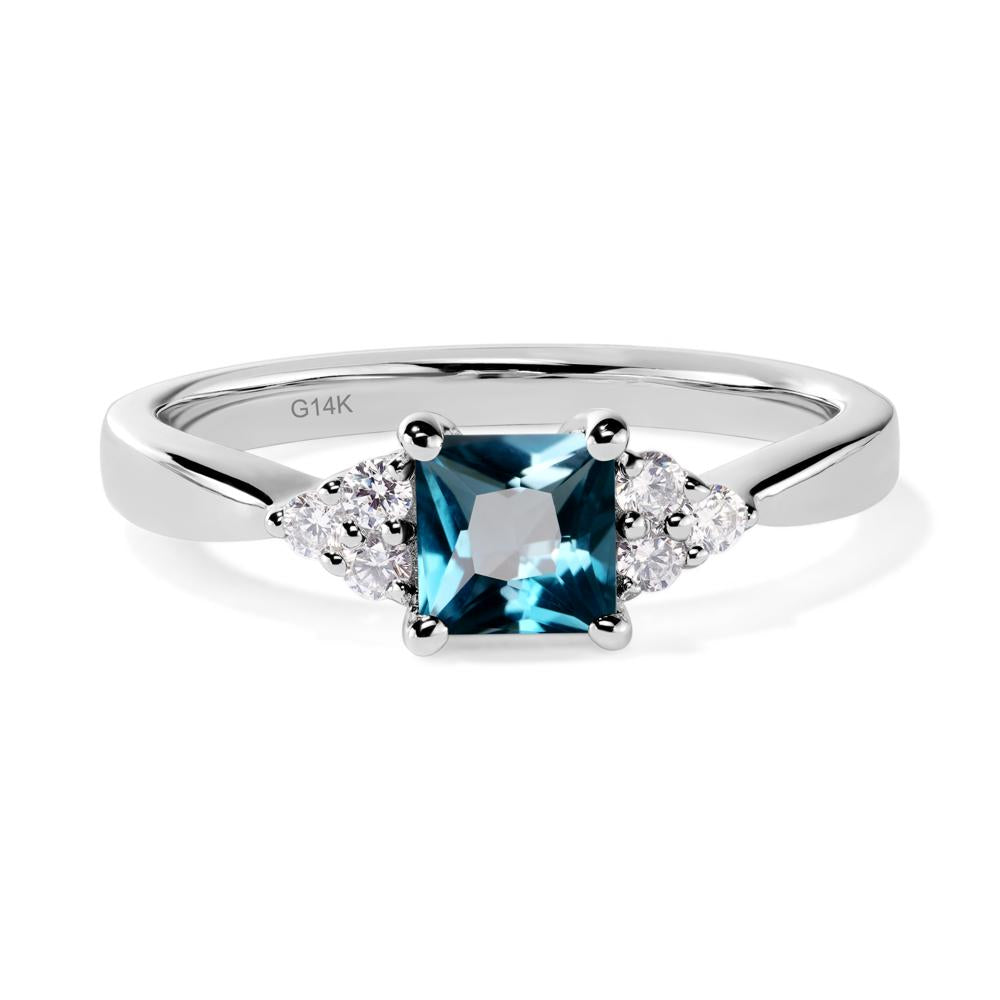 Princess Cut London Blue Topaz Petite Ring - LUO Jewelry #metal_14k white gold