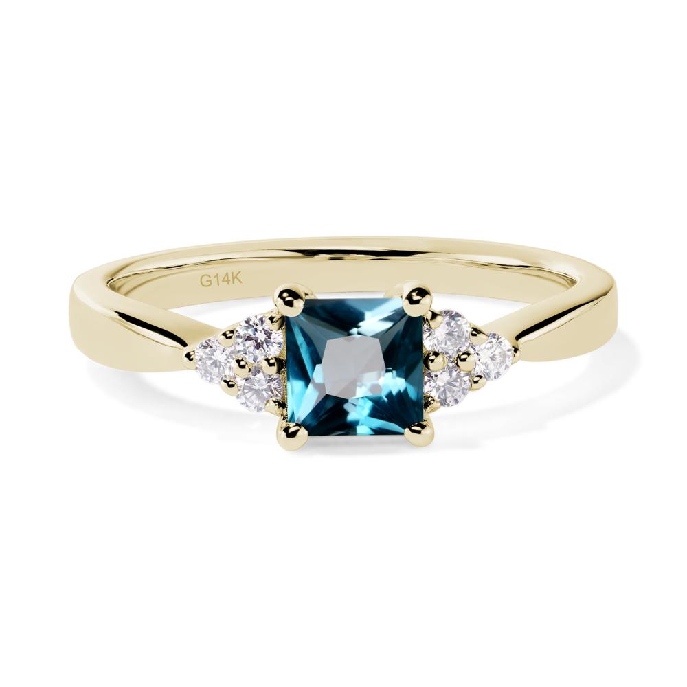 Princess Cut London Blue Topaz Petite Ring - LUO Jewelry #metal_14k yellow gold