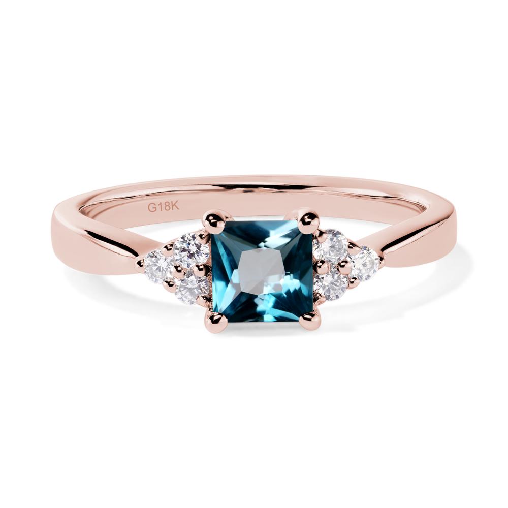 Princess Cut London Blue Topaz Petite Ring - LUO Jewelry #metal_18k rose gold