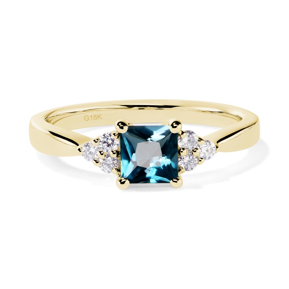 Princess Cut London Blue Topaz Petite Ring - LUO Jewelry #metal_18k yellow gold