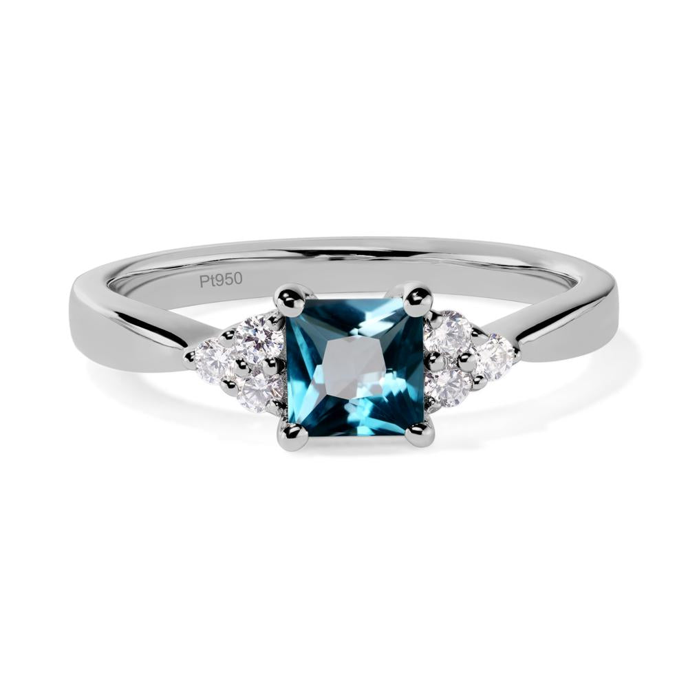 Princess Cut London Blue Topaz Petite Ring - LUO Jewelry #metal_platinum