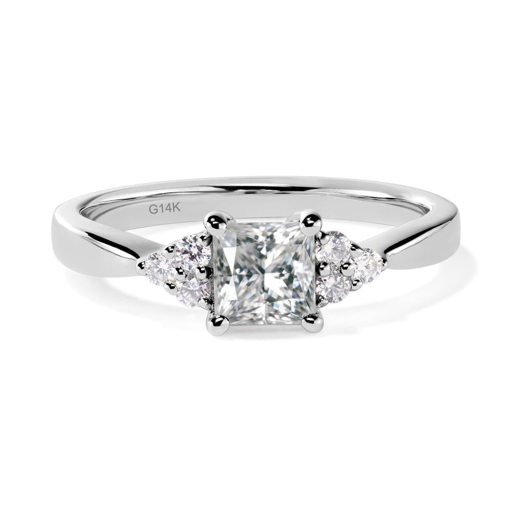 Princess Cut Moissanite Petite Ring - LUO Jewelry #metal_14k white gold