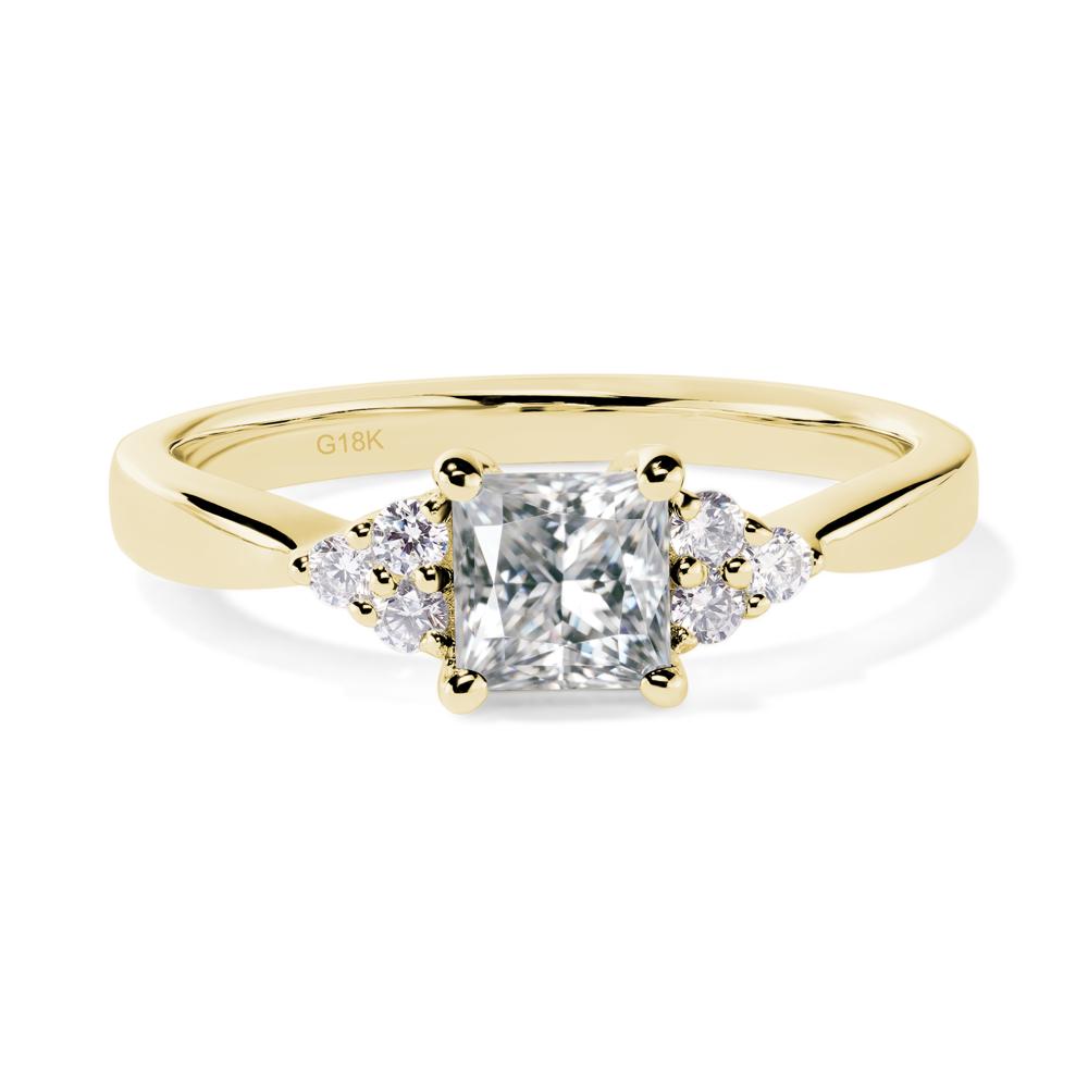 Princess Cut Moissanite Petite Ring - LUO Jewelry #metal_18k yellow gold