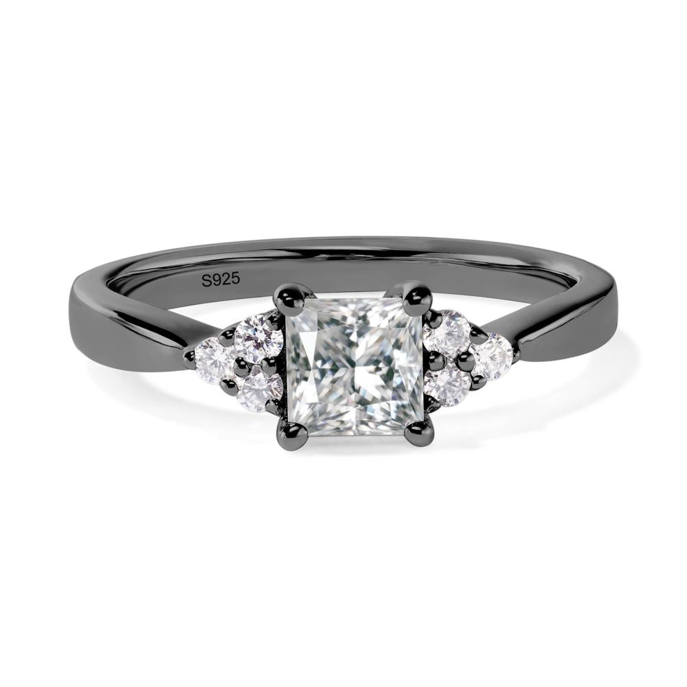 Princess Cut Moissanite Petite Ring - LUO Jewelry #metal_black finish sterling silver