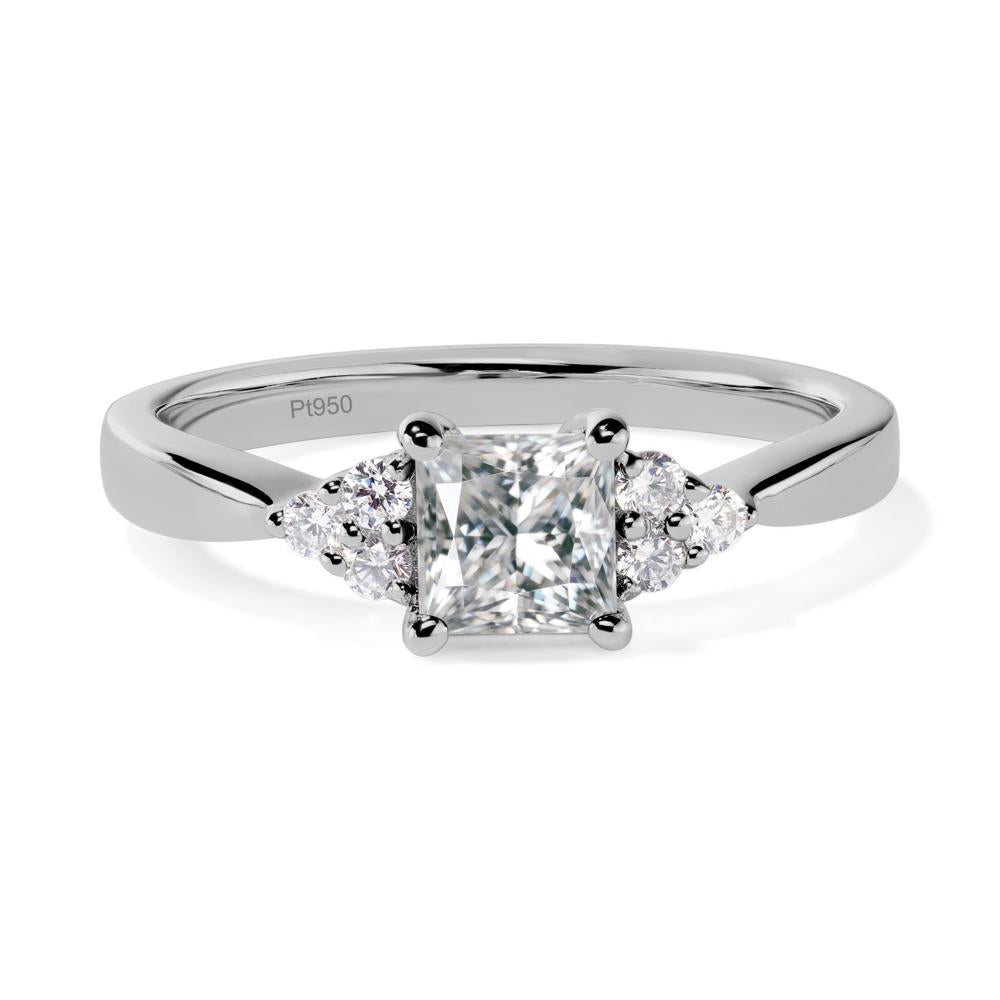 Princess Cut Moissanite Petite Ring - LUO Jewelry #metal_platinum