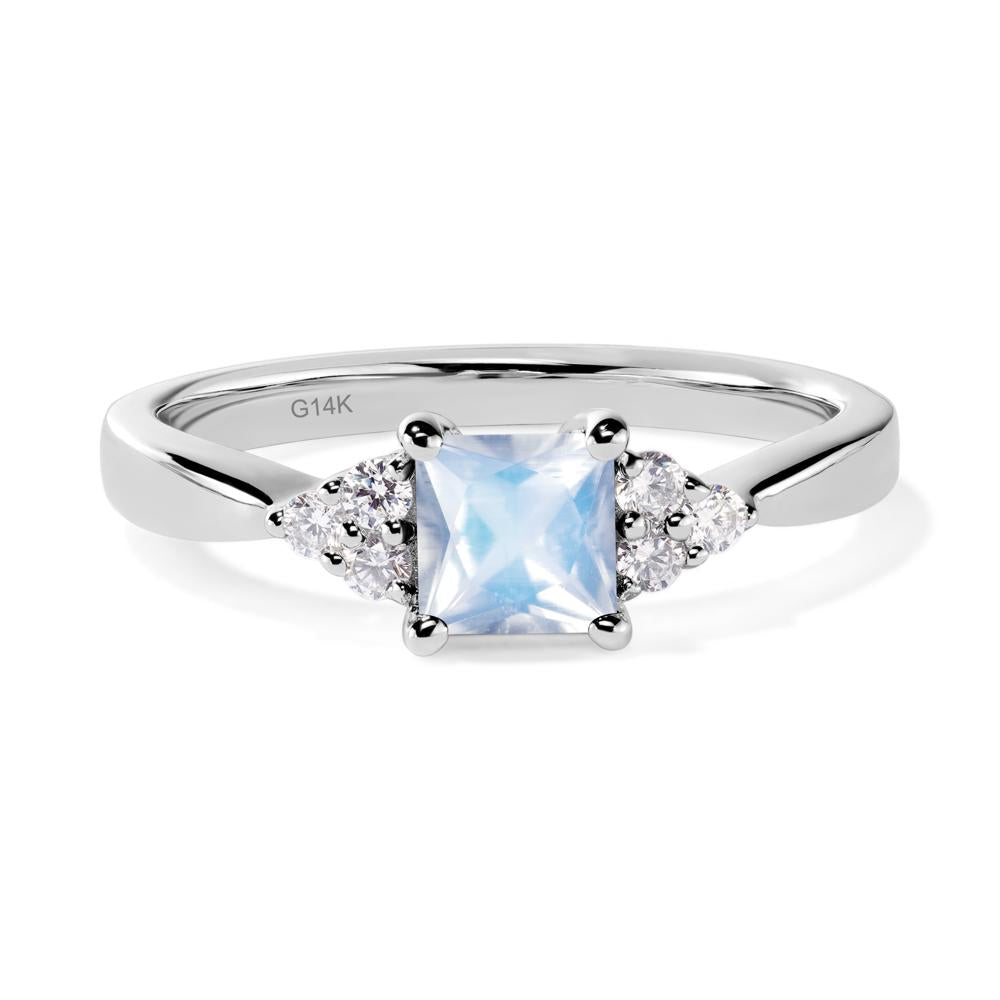 Princess Cut Moonstone Petite Ring - LUO Jewelry #metal_14k white gold