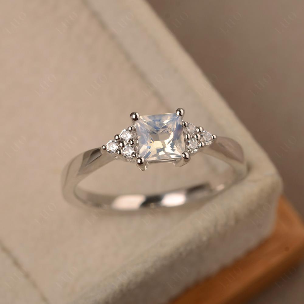 Princess Cut Moonstone Petite Ring - LUO Jewelry 