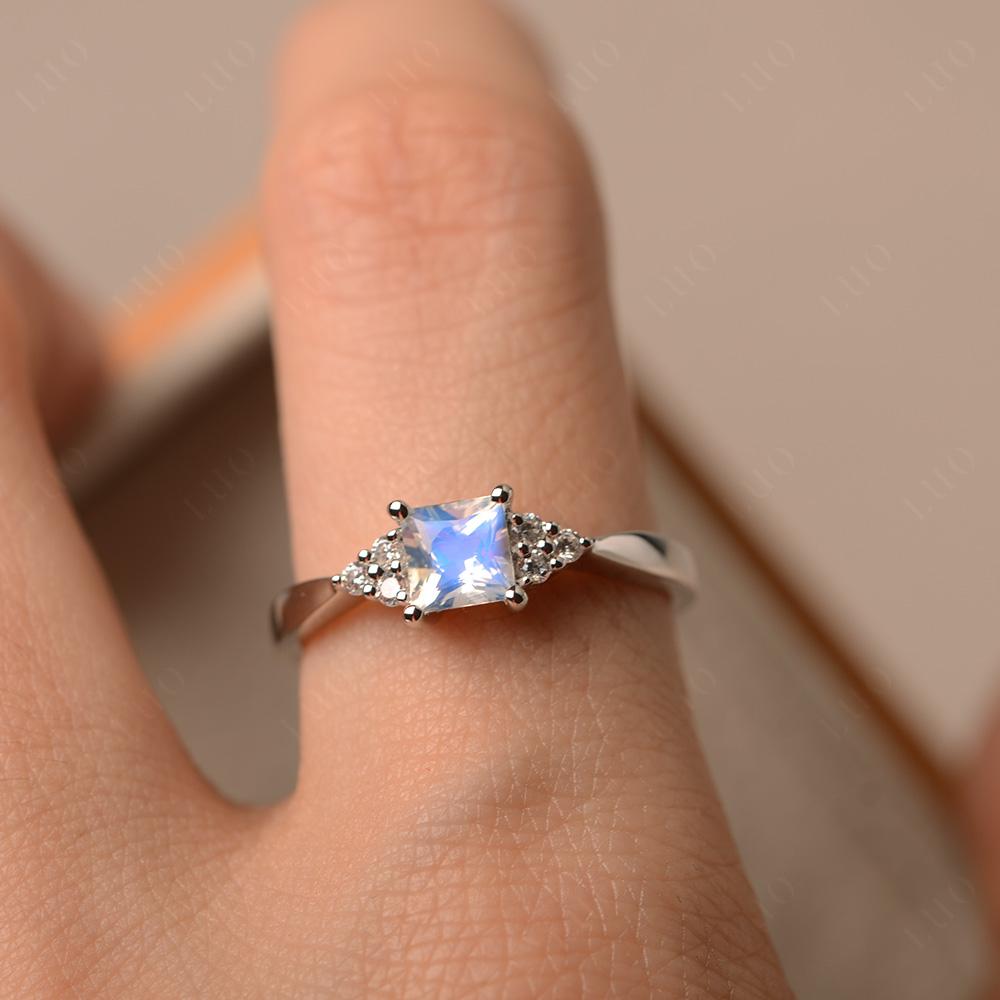 Princess Cut Moonstone Petite Ring - LUO Jewelry 