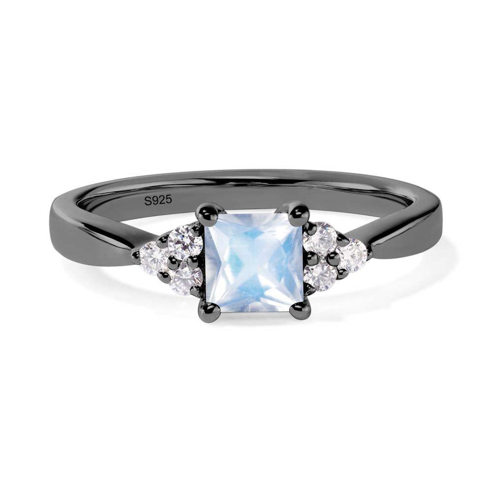 Princess Cut Moonstone Petite Ring - LUO Jewelry #metal_black finish sterling silver