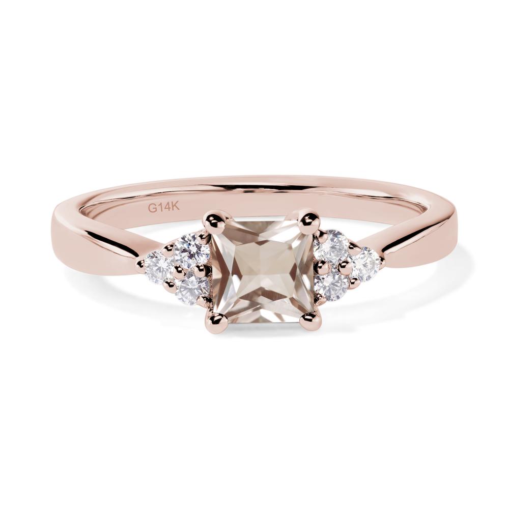 Princess Cut Morganite Petite Ring - LUO Jewelry #metal_14k rose gold