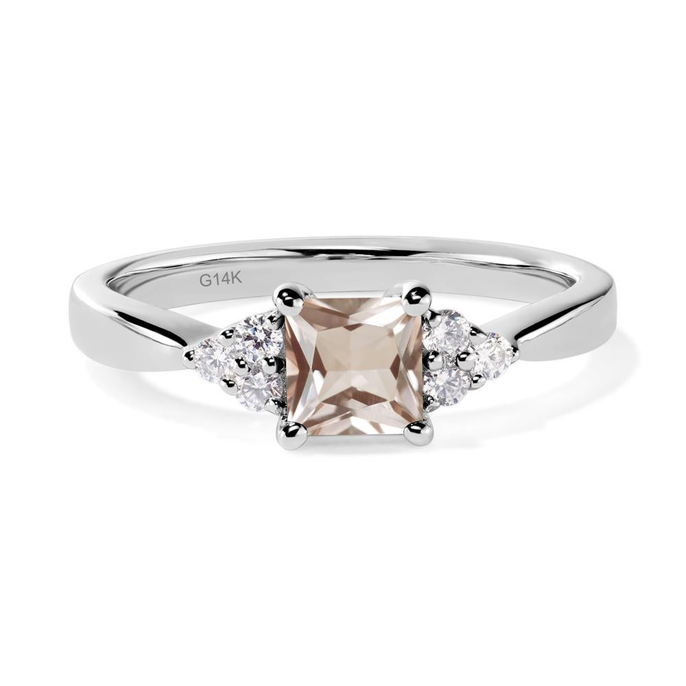 Princess Cut Morganite Petite Ring - LUO Jewelry #metal_14k white gold