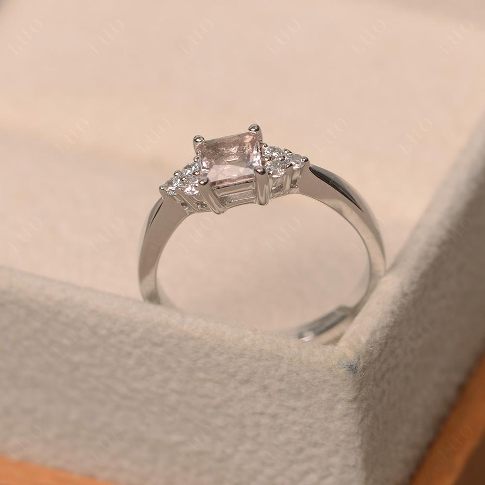 Princess Cut Morganite Petite Ring - LUO Jewelry 