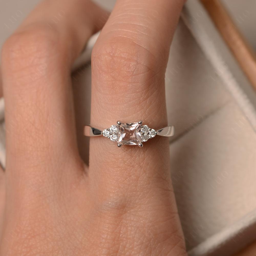 Princess Cut Morganite Petite Ring - LUO Jewelry 