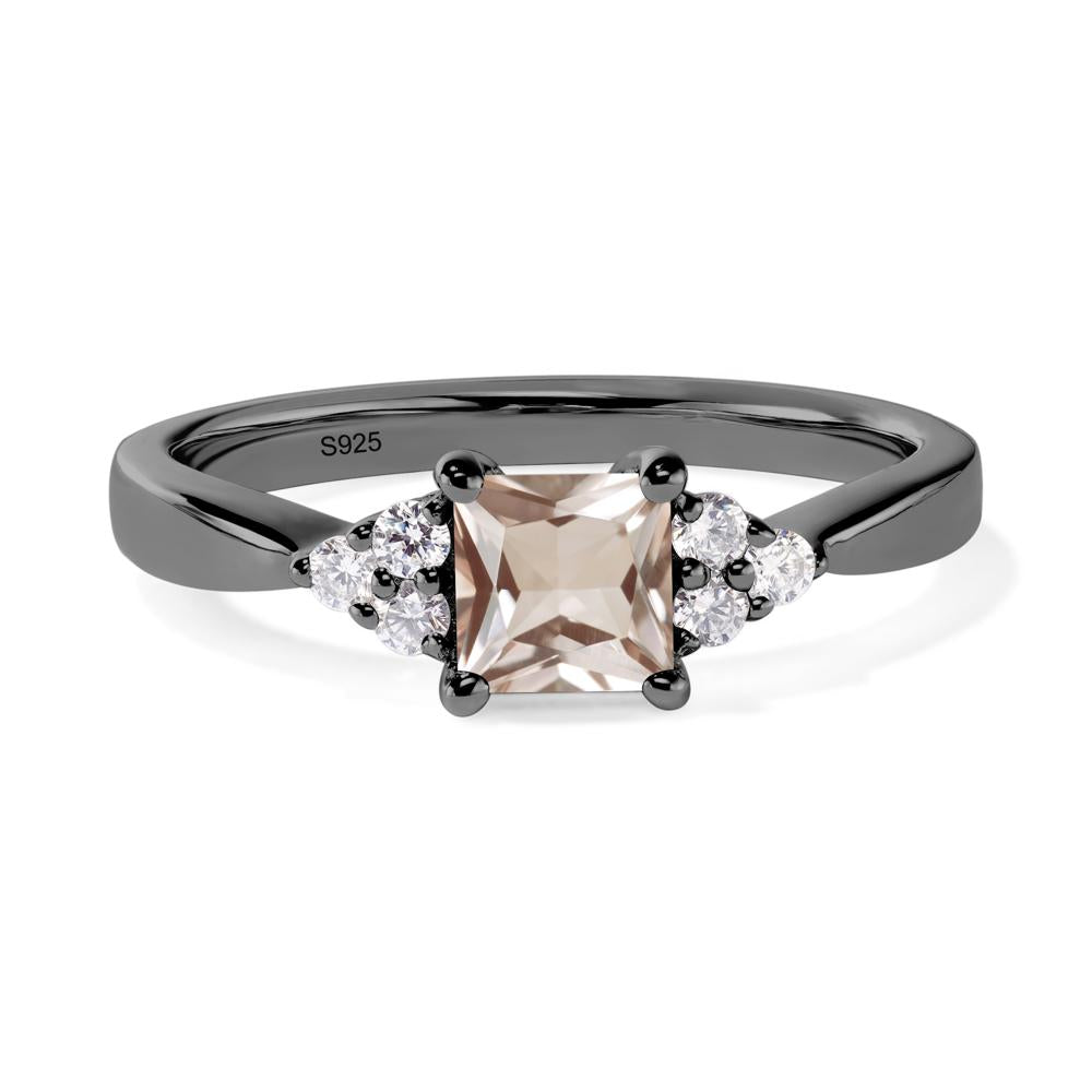 Princess Cut Morganite Petite Ring - LUO Jewelry #metal_black finish sterling silver