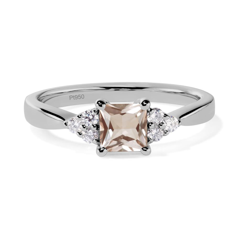 Princess Cut Morganite Petite Ring - LUO Jewelry #metal_platinum