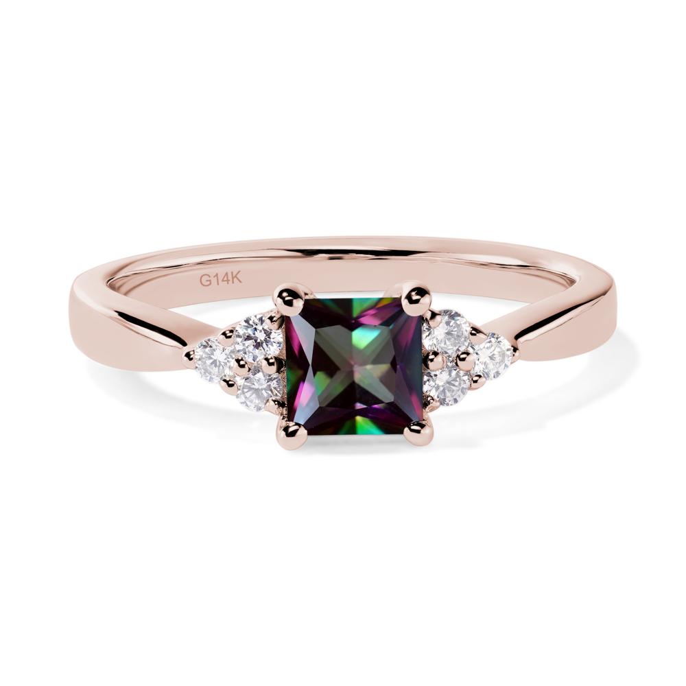 Princess Cut Mystic Topaz Petite Ring - LUO Jewelry #metal_14k rose gold