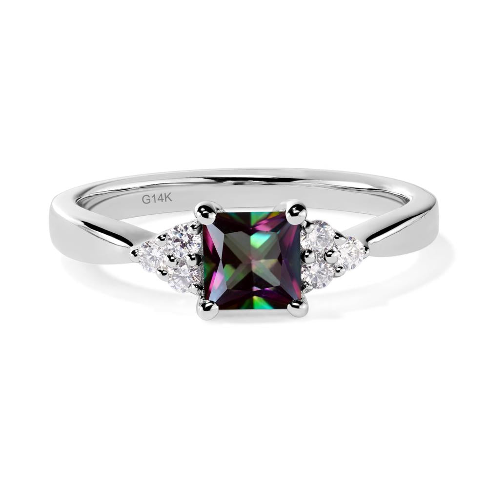 Princess Cut Mystic Topaz Petite Ring - LUO Jewelry #metal_14k white gold