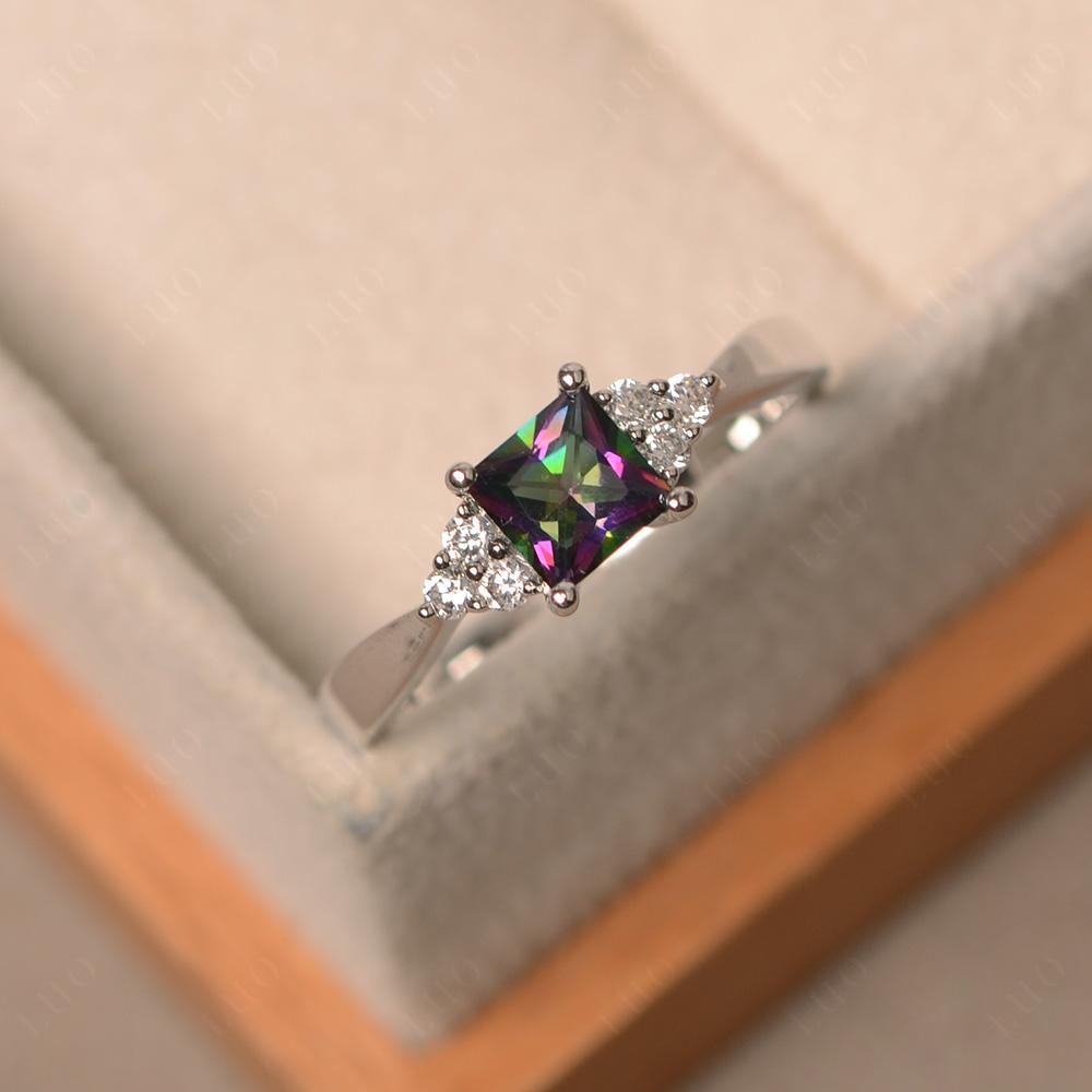 Princess Cut Mystic Topaz Petite Ring - LUO Jewelry 